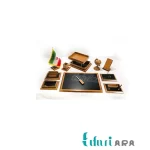 ست لوازم اداری رومیزی چرم و چوب منظم مجموعه 11 عددی