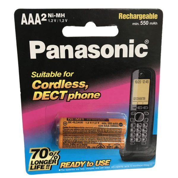 باتری نیم قلم قابل شارژ تلفن پاناسونیک مدل P-006 بسته 2 عددی