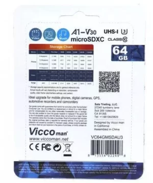 رم میکرو 64 گیگ ویکومن Plus U3 A1 90MB/s