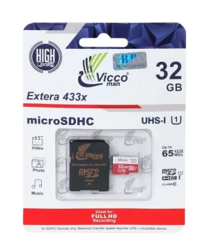 کارت حافظه میکرو ۳۲ گیگ ویکومن Vicco Man Extera 433X 65MB/s با آداپتور