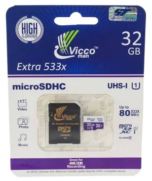 کارت حافظه میکرو ۳۲ گیگ ویکومن Vicco Man Extra U1 80MB/s با خشاب