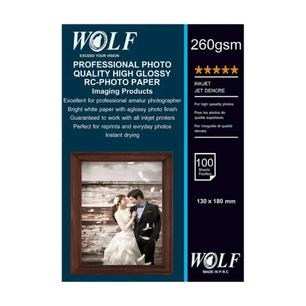 کاغذ عکس فوق براق Wolf RC-13X18