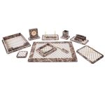 ست رومیزی مدیریتی چوب و چرم پایه دار 10 تکه قائم کد 910P