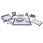 قیمت ست رومیزی مدیریتی چوب و چرم پایه دار 10 تکه قائم کد 910P