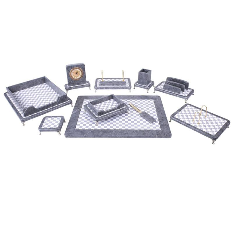 قیمت ست رومیزی مدیریتی چوب و چرم پایه دار 10 تکه قائم کد 910P
