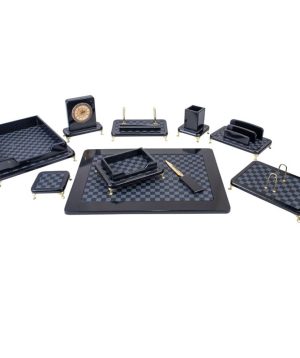 ست رومیزی مدیریتی چوب و چرم پایه دار 10 تکه قائم کد 910P