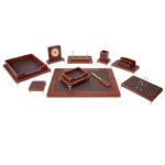 خرید ست رومیزی مدیریتی چوب و چرم پایه دار 10 تکه قائم کد 910P