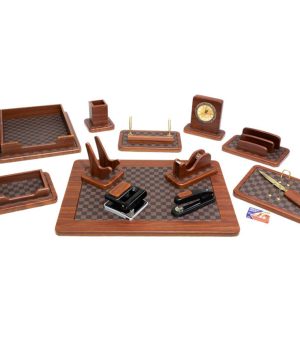ست رومیزی مدیریتی چوب و چرم 14 تکه قائم کد 914