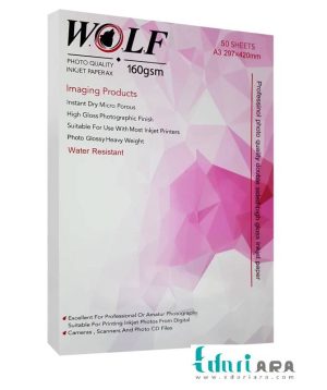 خرید کاغذ فتوگلاسه ولف سایز A3 وزن 160 گرم 50 برگ دو طرفه