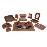 قیمت ست رومیزی مدیریتی چوب و چرم 17 تیکه قائم کد 917