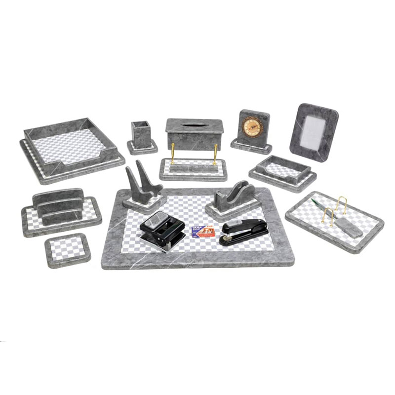 فروش ست رومیزی مدیریتی چوب و چرم 17 تیکه قائم کد 917