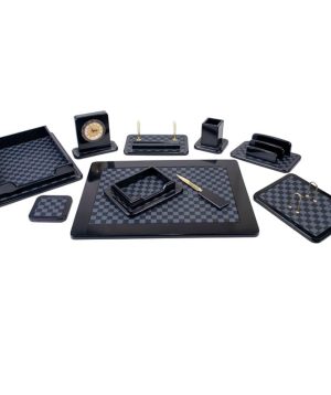 خرید ست رومیزی مدیریتی چوب و چرم 10 تکه قائم کد 910