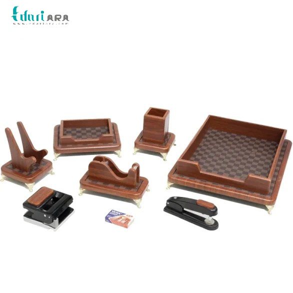 قیمت ست رومیزی مدیریتی چوب و چرم 8 تیکه قائم کد 908
