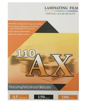 قیمت طلق لمینت براق 150 میکرون سایز A5 برند AX