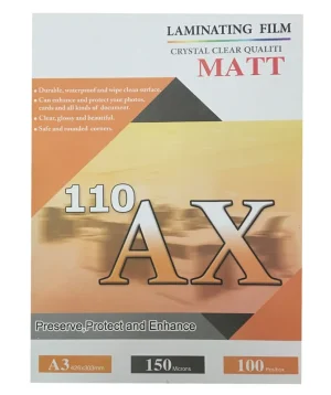 خرید طلق لمینت مات 150 میکرون سایز A3 برند AX