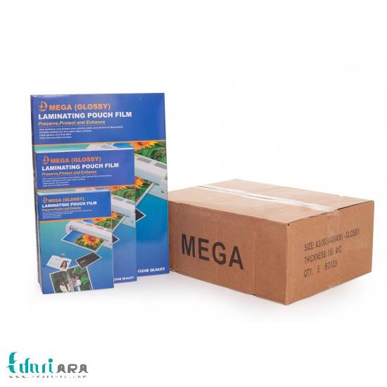 خرید طلق لمینت براق 125 میکرون سایز A4 برند MEGA